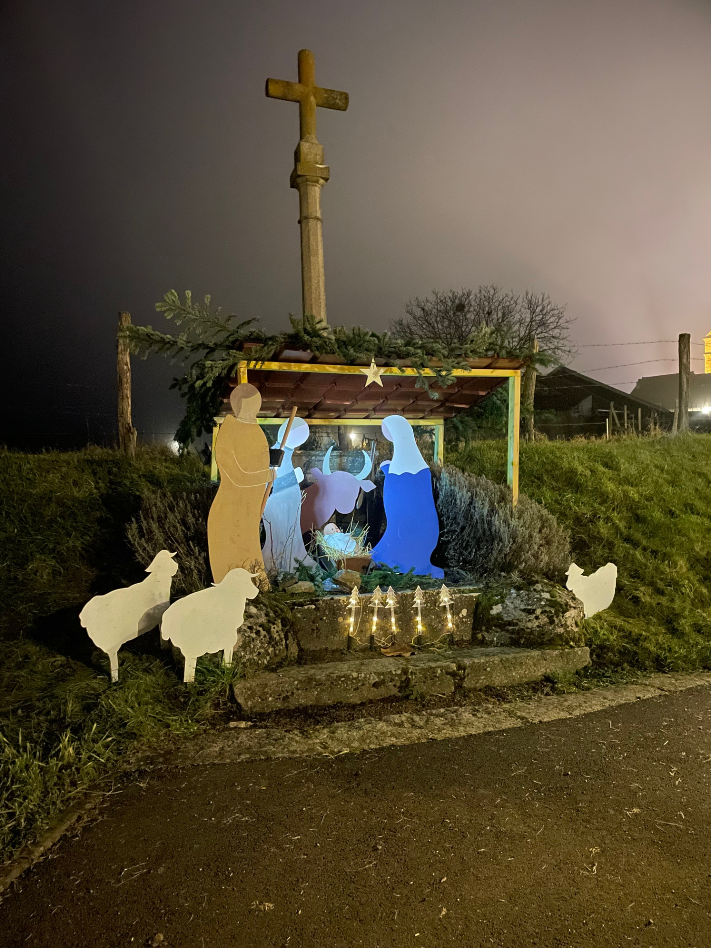crèche photo de nuit